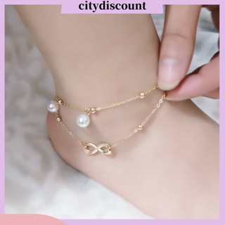 &lt;citydiscount&gt; สร้อยข้อเท้าลูกปัด 2 ชั้น สไตล์โบโฮ