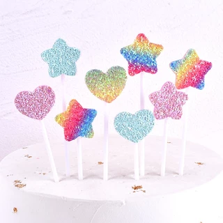 พร้อมส่งในไทย 5 ชิ้นต่อเซ็ท 🎂🎂 ป้ายปักเค้ก กลิตเตอร์ เค้ก ตกแต่ง อุปกรณ์ตกแต่งเค้ก เบเกอรี่ cake C39