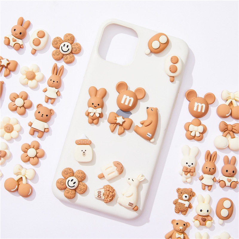 [2#] การ์ตูนสีเบจ เรซิน อุปกรณ์ขนาดเล็ก diy เคสโทรศัพท์ ถ้วยน้ํา กาวครีม แฮนด์เมด กิ๊บติดผม ตะขอตกแต่งรถยนต์ แผ่นแปะรูรองเท้า หัวเข็มขัด อุปกรณ์เสริม FN