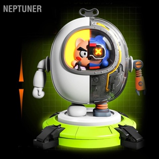  NEPTUNER พัดลมคอมือถือ Mini Leafless USB พัดลม Mecha แบบชาร์จไฟได้สำหรับการเดินทาง แคมป์ปิ้ง ปาร์ตี้ ปีนเขา เดินป่า