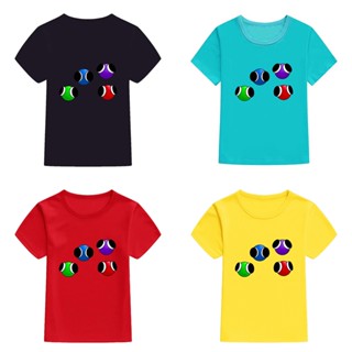 เสื้อยืดแขนสั้นลําลอง ทรงหลวม ลาย Mingyuan Lookies Rainbow Friends Chapter 2 สําหรับเด็กทุกเพศ