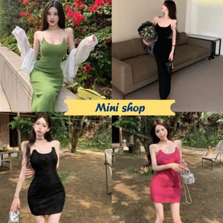 Mini shop🌸พร้อมส่ง🌸 (M2112-2/M2112-5) ชุดเดรสสั้น/ชุดเดรสยาว ทรงเอ สินค้าขายแยก -C