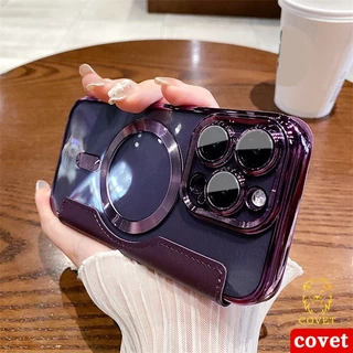 EIRVEXEL หอยเชลล์ หนัง พร้อมที่ใส่บัตร แม่เหล็กไร้สาย เคส เข้ากันได้สำหรับ เคสไอโฟน Case Compatible For iPhone 11 12 13 14 15 16 Pro Max