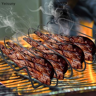 [Yei] 1 ชิ้น ไม่ติด BBQ ซี่โครง ชั้นวางบาร์บีคิว สเต็ก ชั้นวาง สเตนเลส สีดํา ย่าง COD