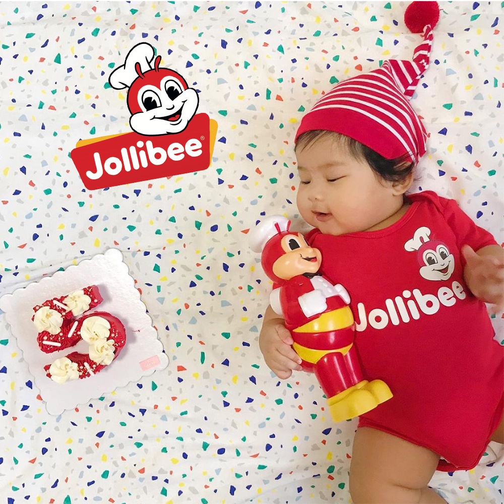 Haginbaby ธีมอาหาร Jollibee พิมพ์เด็ก Onesie ผ้าฝ้าย Romper ชุดบอดี้สูทน่ารัก Jollibee Jumpsuit