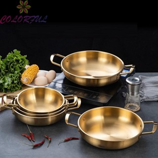 【COLORFUL】Pan Style Kimchi Pot 1pcs Double Ear Seafood Pot Stainless Steel Brand New