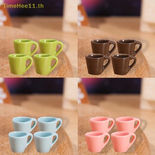 Timehee ถาดแก้วกาแฟจิ๋ว 1:12 อุปกรณ์เสริม สําหรับตกแต่งบ้านตุ๊กตา 4 ชิ้น ต่อชุด