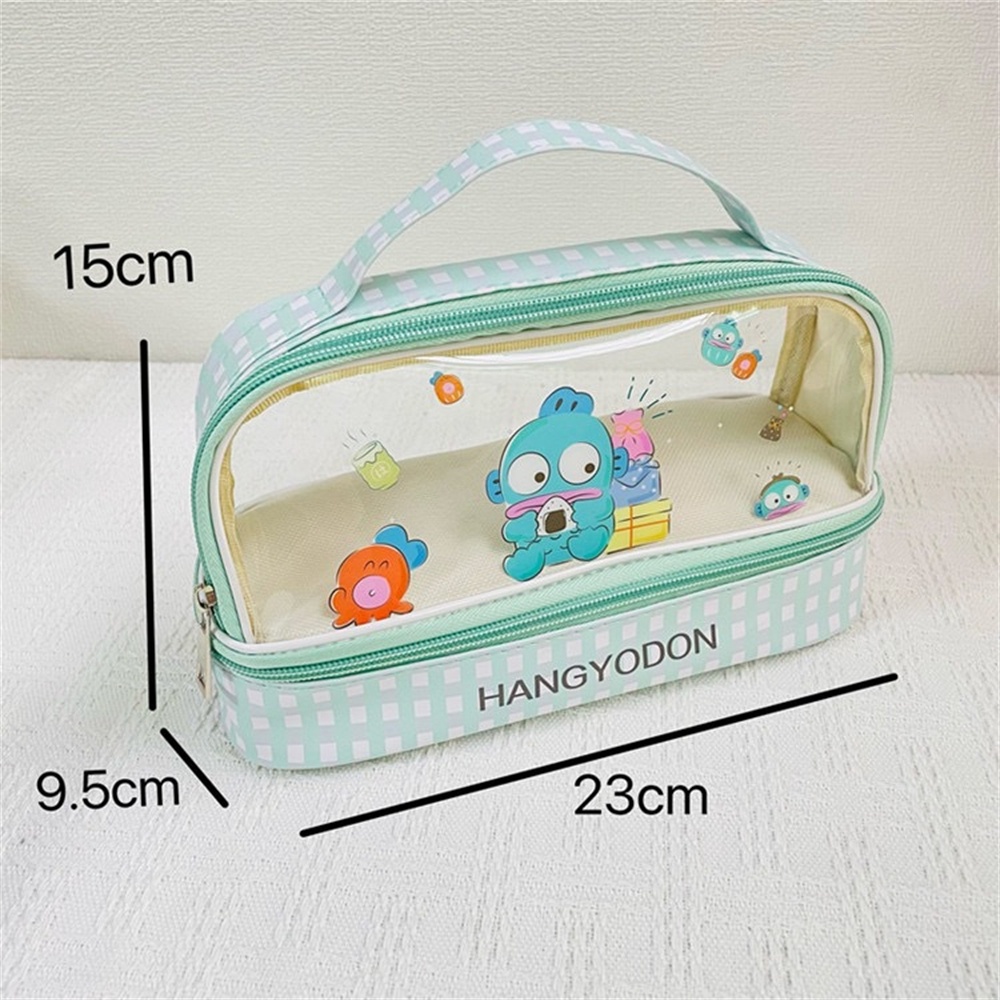 SANRIO กระเป๋าดินสอ PVC ลายการ์ตูนคุโรมิ สองชั้น จุของได้เยอะ แบบพกพา สําหรับนักเรียน