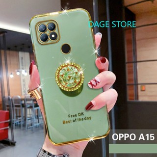 สําหรับ OPPO A15 / A15s เคสโทรศัพท์ ชุบไฟฟ้า วิบวับ คริสตัล ที่ยึด เคส นิ่ม TPU ฝาหลัง