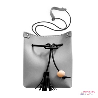 Trendy Designet กระเป๋าหนัง PU Drawstring ประเภทกระเป๋าถือกระเป๋าโทรศัพท์มือถือผู้หญิงสาวมินิพู่ไหล่กระเป๋าสะพายข้าง [N/15]