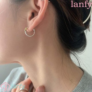 LANFY ต่างหูห่วง ทรงกลม เรขาคณิต มินิมอล หน้ายิ้ม เกาหลี เครื่องประดับ ปาร์ตี้ สําหรับผู้ชาย