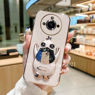 พร้อมส่ง เคสโทรศัพท์มือถือนิ่ม ลายการ์ตูนเป็ดน่ารัก พร้อมขาตั้ง สีแคนดี้ สําหรับ Realme11 Pro Realme 11 Pro + Plus 5G 2023