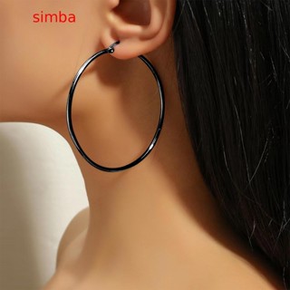 【Simba】ต่างหูสแตนเลส พร้อมแหวนวงกลม ขนาดใหญ่ หัวเข็มขัดไทเทเนียม สําหรับผู้ชาย