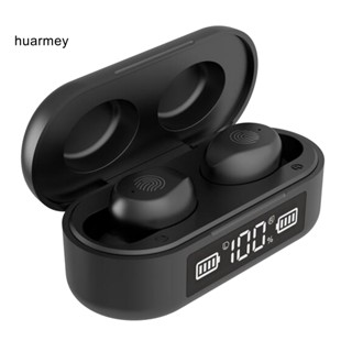 Huarmey F96 ชุดหูฟังอินเอียร์ไร้สาย บลูทูธ 5.0 พร้อมไมโครโฟน หน้าจอดิจิทัล LED สําหรับวิ่ง