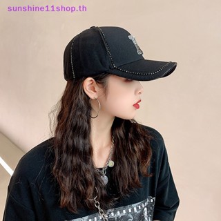 Sunshop หมวกเบสบอล ประดับพลอยเทียม ลายตัวอักษร D สไตล์ฮิปฮอป แฟชั่นสําหรับผู้หญิง