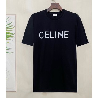 Ce1ine ใหม่ เสื้อแขนสั้น ผ้าฝ้าย พิมพ์ลายโมโนแกรม สําหรับผู้ชาย S-4XL