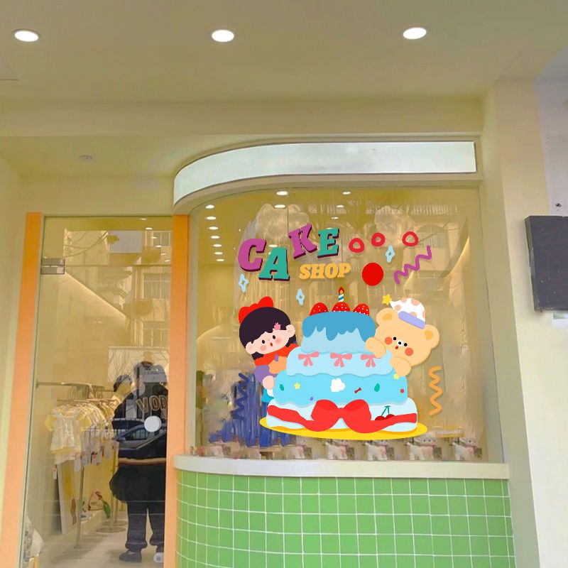 สติกเกอร์ ลายการ์ตูนน่ารัก สําหรับติดตกแต่งกระจก หน้าต่าง ประตู ร้านเค้ก เบเกอรี่ - รูปที่ 2
