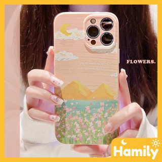 For iPhone 11 iPhone Case Pink Glossy TPU Soft Shell Shockproof Photo Protector Camera Oil Painting Landscape Compatible with iPhone 14 13 Pro max 12 Pro Max xr xs max 7 8