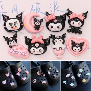 จี้กระดุม Sanrio Cinnamon Kuromi Cros Jibbitz แวววาว อุปกรณ์เสริมชายหาด DIY 8 ชิ้น