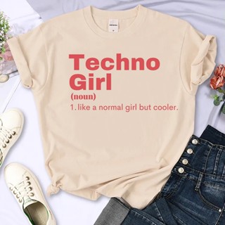 เสื้อยืด พิมพ์ลายมังงะ Techno ตลก ออกแบบดี สําหรับผู้หญิง 2000s