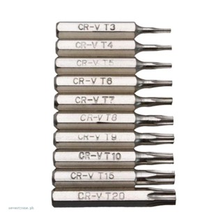 【seve*】ชุดดอกไขควง Cr-v Torx T3 T4 T5 T6 T7 T8 T9 T10 T15 T20 10 ชิ้น
