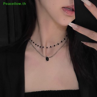 Peacellow สร้อยคอโชคเกอร์ สองชั้น ประดับลูกปัด สีดํา เครื่องประดับ สําหรับผู้หญิง เพื่อน TH