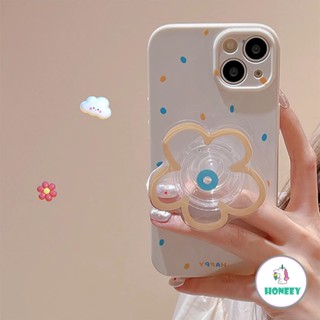 เคสโทรศัพท์มือถือแบบนิ่ม ใส กันกระแทก ลายดอกไม้น่ารัก พร้อมที่ตั้งวาง และที่จับ ลายดอกไม้น่ารัก สไตล์เกาหลี สําหรับ iPhone 14 13 12 11 Pro Max