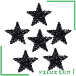 [Szluzhen1] แผ่นแพทช์คริสตัล พลอยเทียม รูปดาว สําหรับตกแต่งเสื้อผ้า DIY 6 ชิ้น