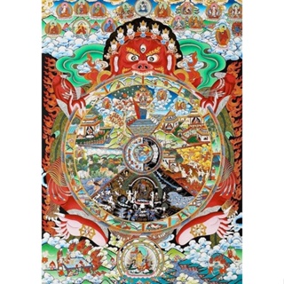 โปสเตอร์ภาพวาดผ้าใบ รูปพระพุทธรูป Thangka Bhavacakra Samsara แบบไม่มีกรอบ สําหรับแขวนตกแต่งผนัง