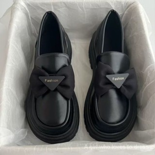 พร้อมส่ง 🔥 ฤดูใบไม้ผลิวินเทจรองเท้าหนังขนาดเล็ก, แพลตฟอร์ม loafers ผู้หญิง, สไตล์อังกฤษบล็อกส้นรองเท้าเดี่ยว SK51274