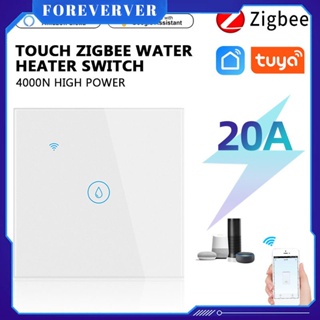 Tuya Zigbee 20A สวิตช์เครื่องทำน้ำอุ่นผนังสวิตช์สัมผัสอัจฉริยะฟังก์ชั่นจับเวลา Smart APP รีโมทควบคุมทำงานร่วมกับ Google Home และ Alexa fore