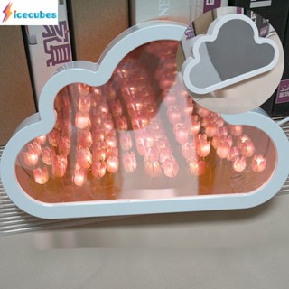 Mirror Flower Night Light ของตกแต่งบ้าน Cloud Sea Tulip 2 In 1 ICECUBE