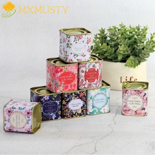 Mxmusty กล่องดีบุก โลหะ ทรงสี่เหลี่ยม ขนาดเล็ก แบบพกพา สําหรับใส่ชา ลูกอม งานแต่งงาน