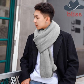 BLISS ผ้าพันคอ แบบนิ่ม สีพื้น แฟชั่นฤดูใบไม้ร่วง และฤดูหนาว สําหรับผู้ชาย และผู้หญิง