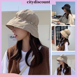 &lt;citydiscount&gt; หมวกโพลีเอสเตอร์ แบบผูกเชือก พับได้ แห้งเร็ว กันน้ํา ปรับได้ สําหรับเดินชายหาด