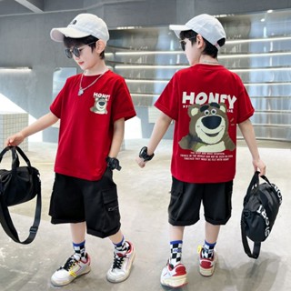 【Boy Tshirt】เสื้อยืดแขนสั้น ผ้าฝ้าย ทรงหลวม พิมพ์ลาย Budak Lelaki Baju สไตล์เกาหลี สําหรับเด็ก (1-15 ปี)