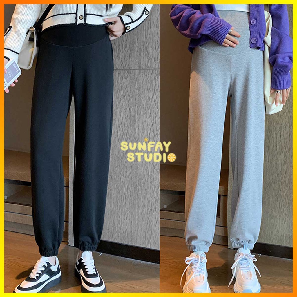 พร้อมส่ง กางเกงคนท้องผู้หญิง เสื้อผ้าทรงหลวมสีเรียบๆ