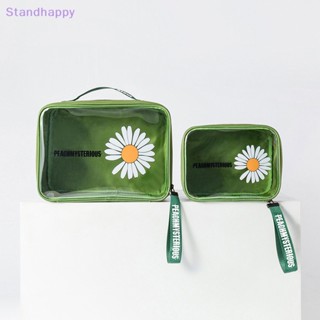 Standhappy ใหม่ กล่องเก็บเครื่องสําอาง กันน้ํา ขนาดใหญ่ จุของได้เยอะ ลายดอกเดซี่ แบบพกพา สําหรับผู้หญิง