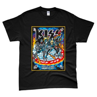 [UNISEX] พร้อมส่ง GILDAN เสื้อยืดผ้าฝ้าย 100% พิมพ์ลาย VINTAGE BAND KISS CHICAGO 1977