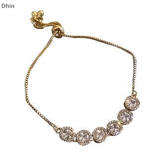 [Dhin] Sparkling Adjustable Rhinestone Bracelets For Women New Gold Plated High Quality Bracelet Wedding Jewelry Birthday Gift COD