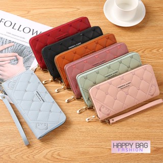 【พร้อมส่ง】happy bag fashion กระเป๋าสตางค์ยาวสไตล์หรูหรา สำหรับผู้หญิง มีซิปเดียว ความจุใหญ่ รุ่น Q-7302