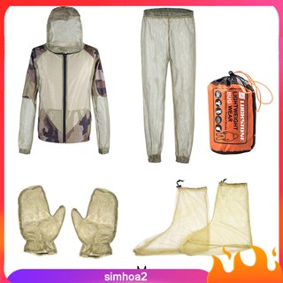 [Simhoa2] Mesh Hooded Jacket Breathable with Hood with Carry Pouch Netting Suit Bug Jacket