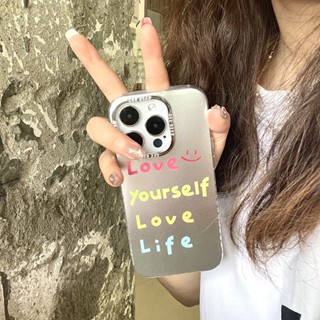 เคสโทรศัพท์มือถือ ชุบเงิน ป้องกันฝุ่น กันกระแทก ลาย Love Oneself Love Life สําหรับ Iphone 13 14 Pro Max 12 11 Pro Max