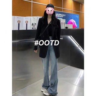 OOTD SHOP กางเกงขายาว กางเกงยีนส์ผู้หญิง ผู้หญิงแฟชั่นเกาหลี A97L0N2