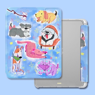 เคสใส ลายการ์ตูนกราฟฟิตี้สัตว์น่ารัก พับได้สามทบ สําหรับ iPad Air 4 10.9 iPad Pro 11 Air5 10.9 Air 1/2 9.7 Pro 10.5 iPad gen8 9 10 Mini 4 5 gen 10