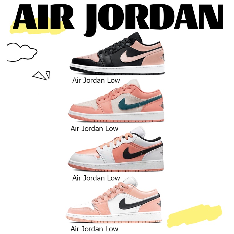 (ของแท้ 100 % ) Nike Jordan Air Jordan 1 Low Light Madder Root Light Arctic Pink Crimson tint Pink