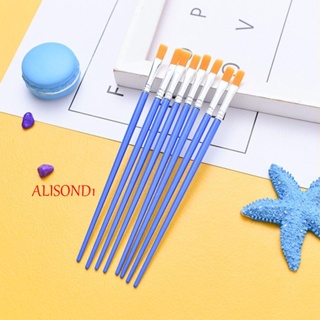 Alisond1 แปรงทาสี สีฟ้า 10 ชิ้น / เซต ศิลปินวาดภาพสีน้ํามัน ปากกาแถวสีน้ํา