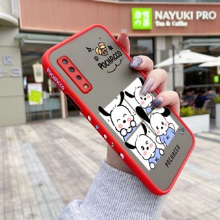 สําหรับ Samsung A7 2018 เคสการ์ตูนน่ารัก Pochacco Frosted ใส ขอบสี่เหลี่ยม เคสรูปแบบซิลิโคน กันกระแทก เคสป้องกัน