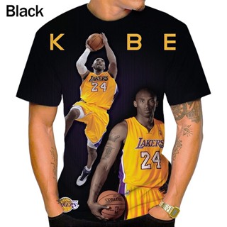 เสื้อยืดแขนสั้นลําลอง พิมพ์ลายบาสเก็ตบอล Star Kobe Bryant 3 มิติ แฟชั่นสําหรับผู้ชาย