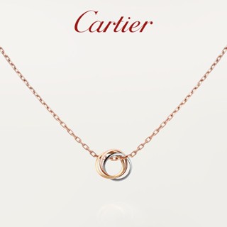 [พร้อมกล่องบรรจุภัณฑ์] พร้อมส่ง Cartier Trinity Series สร้อยคอทองคําขาว สีโรสโกลด์ สามสี